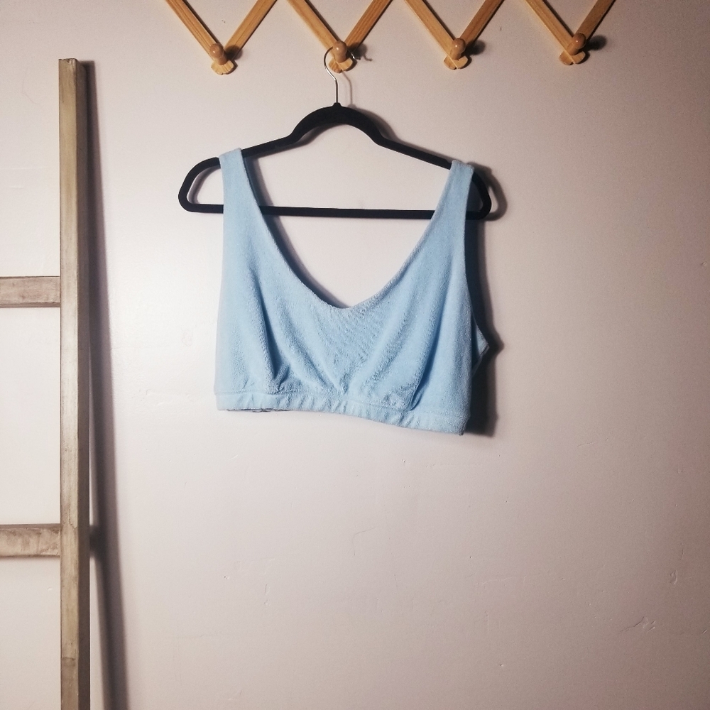 OFFLINE BY AERIE WOMEN'S BLUE TERRY SPORTS BRA SIZE XXL